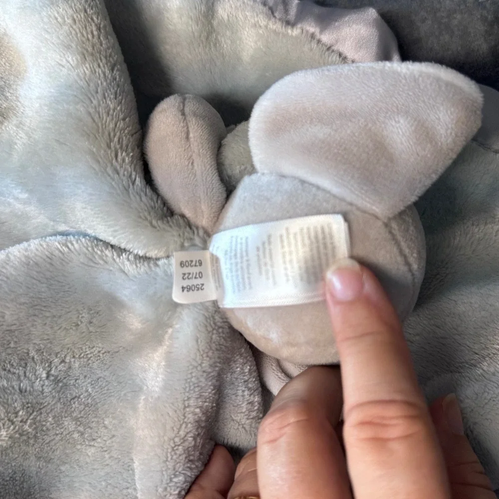 Carters Gray Elephant Security Blanket Lovey Plush Satin Trim Cuddle Baby Unisex